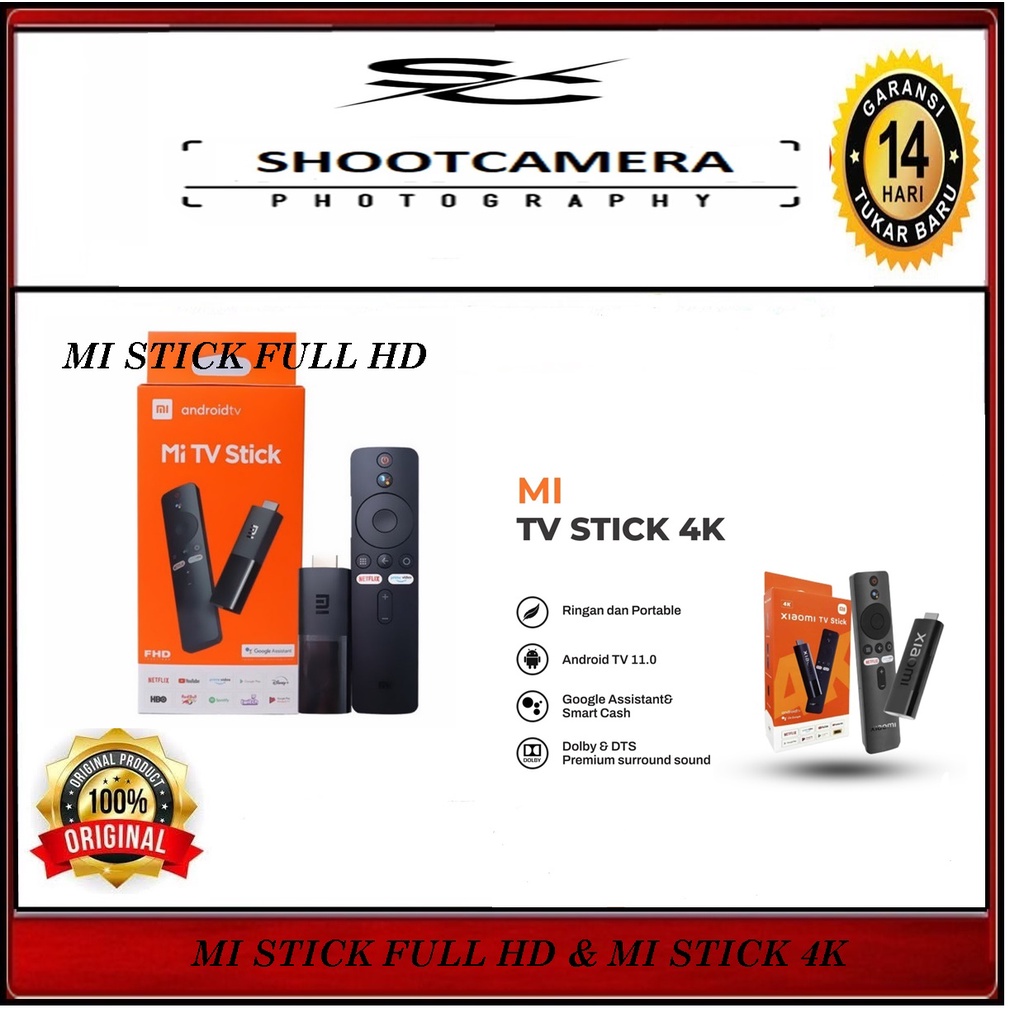 XIAOMI MI STICK ANDROID 4K - XIAOMI Mi TV Stick Android TV Full HD Quadcore NON BATTERY GARANSI RESMI 1 TAHUN