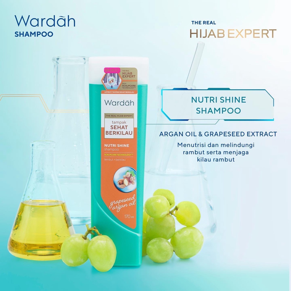 WARDAH Shampoo Indonesia / Sampo Rambut 170ml / The Real Hijab Expert / Scalpcare Technology / Skincare Hair Care Shampo Conditioner Kondisioner Perawatan Kulit Kepala Vitamin Creamcath / Anti Dandruff Hairfall Treatment Daily Fresh Nutri Shine / Series