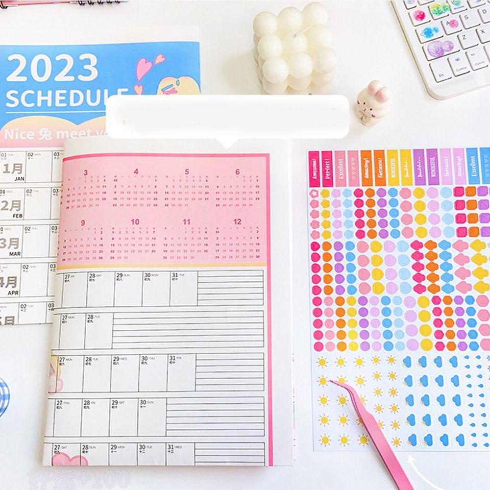 Lanfy 365hari Planner With Sticker Kartun Sekolah Kerja Perencanaan Waktu Alat Tulis Budidaya Habit 2023jadwal Tahunan