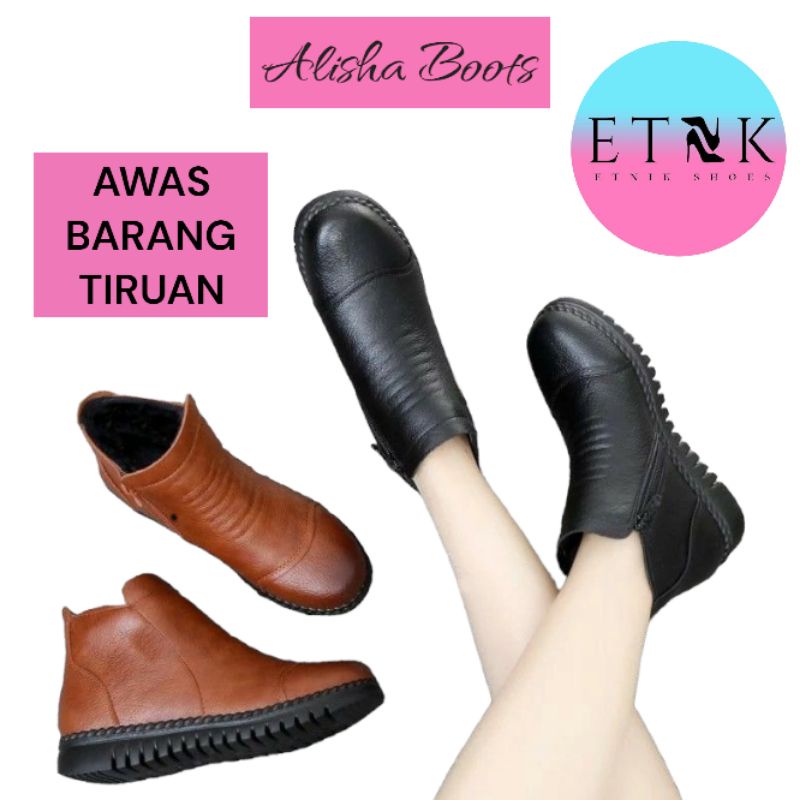 Sepatu Boots Wanita Ankle Boots kerja Wanita Boots fashion wanita Alisha by Etnikshoes