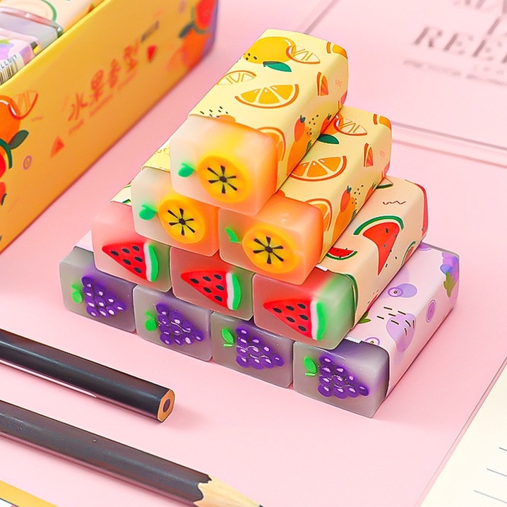 

KENJO STATIONERY - Penghapus Pensil Motif Fruit dan Animal - Eraser Gift Art Painting Dinosaurus dan Buah