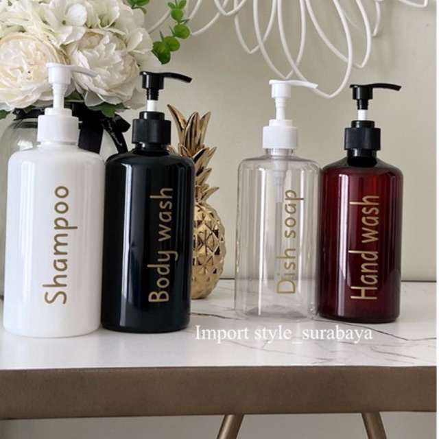 botol N28 500ml GOLD NATURAL . BENING / PUTIH / HITAM / PUTIH / COKLAT glossy luxury aesthetic bottle refill tempat sabun cair pump estetik mewah elegant