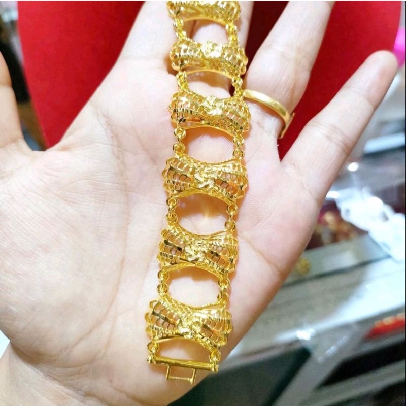 gelang emas sepuhan 23.k impor kristal