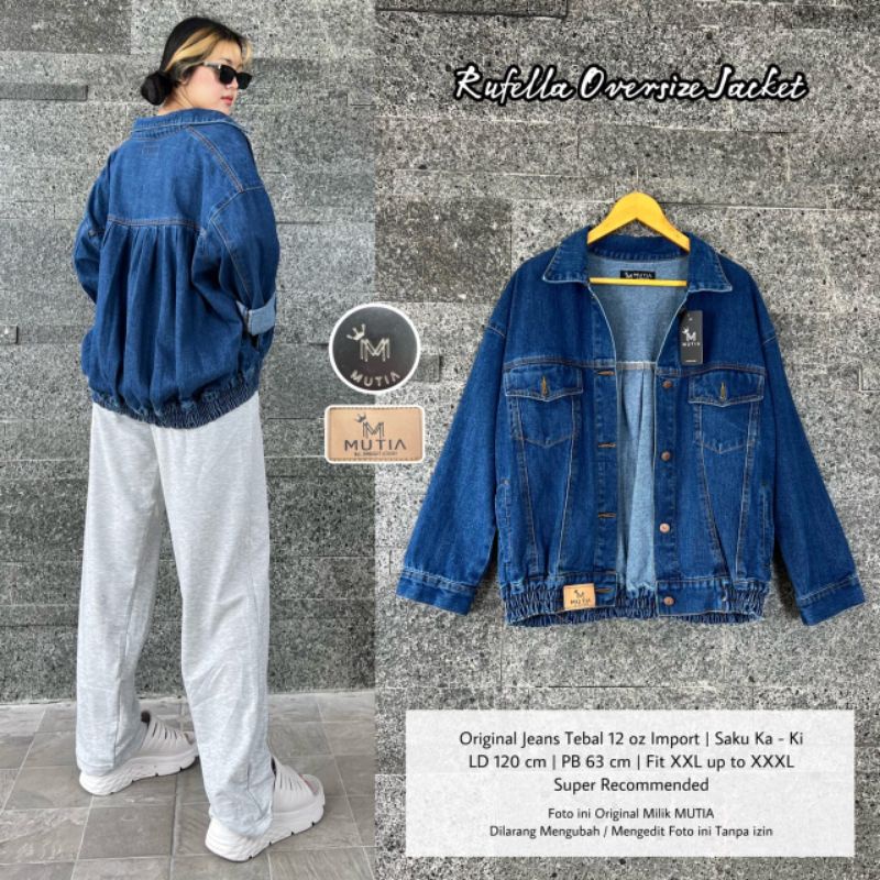 JAKET JEANS TEBAL WANITA JUMBO LD120CM / RUFFELA OVERSIZE JAKET