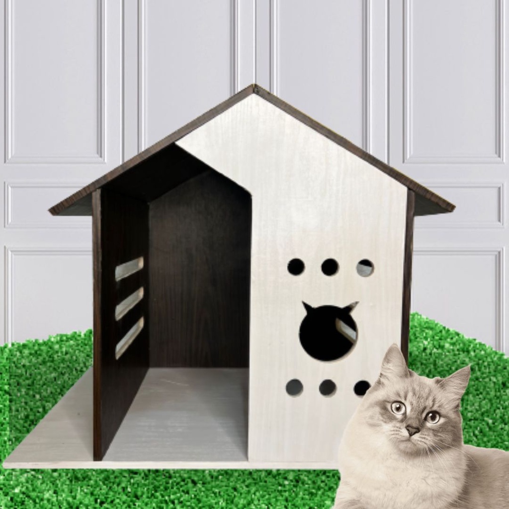 Rumah Kucing Besar dan Tebal Model Stylish Premium Quality Desain Unik Hewan Peliharaan FEFARM