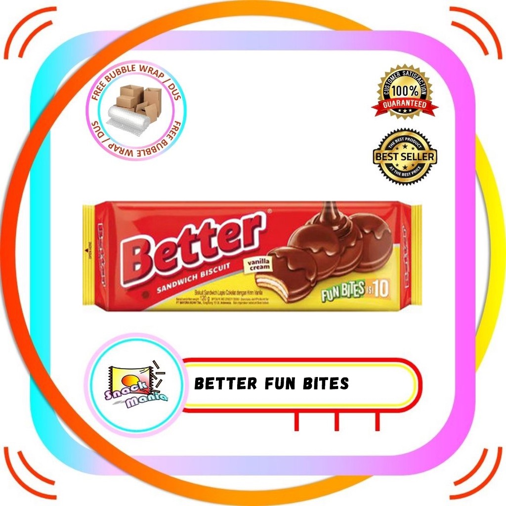 

Better Sandwich Biscuit Vanilla Cream Full Bites 120 gr Coklat