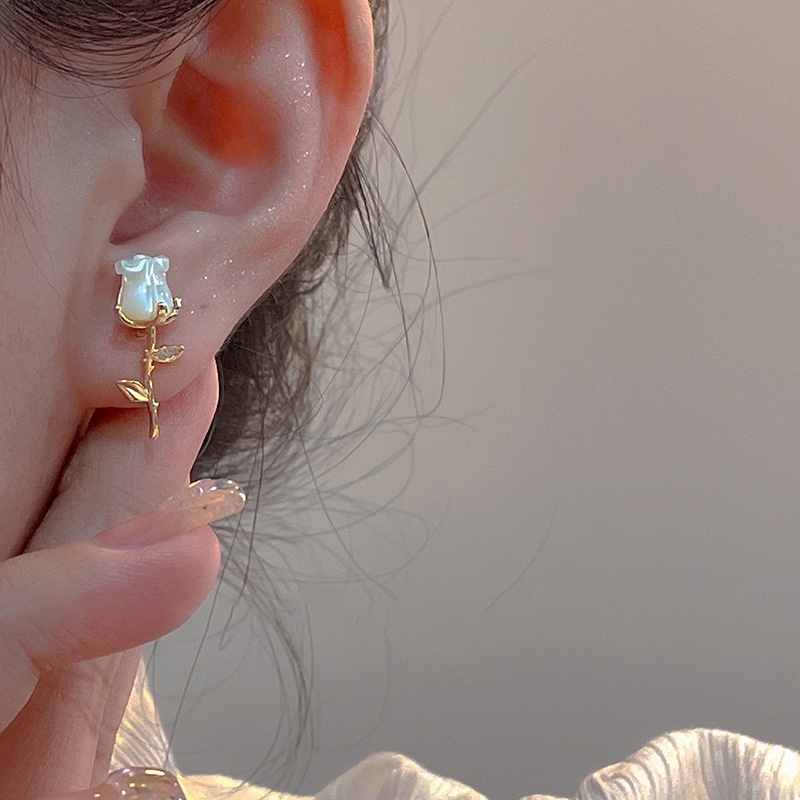 Anting Stud Desain Bunga Mawar Gaya Perancis Untuk Aksesoris Wanita