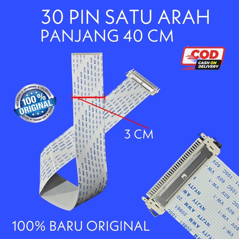 1 PCS KABEL LVDS 30 PIN 40CM 40 CM ARAH PIN SEARAH CABLE PFC 30PIN SEARAH SEJAJAR