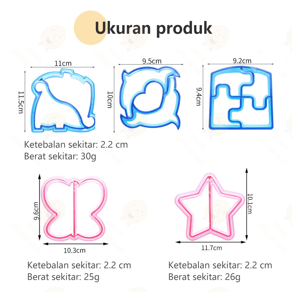 Lacoo Cetakan roti tawar sandwich Cetakan bekal anak Cetakan pemotong roti karakter Sandwich cutter 