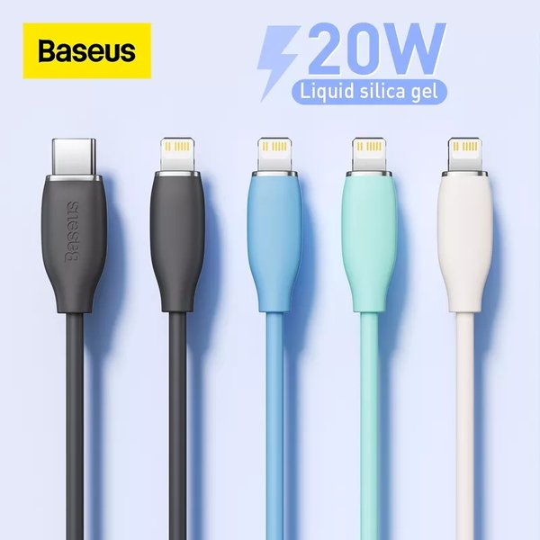 Baseus Jelly Liquid Silica Gel Fast Charging 20W Data Cable USB-C to Lightning 1.2m 2m Garansi Resmi