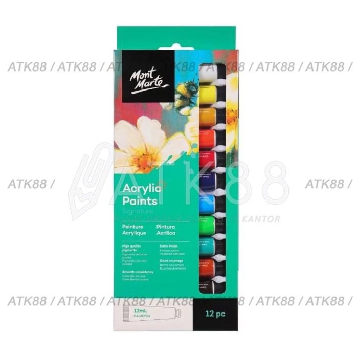 

Cat Akrilik Acrylic Paints Signature 12Pc X 12Ml Colour Mont Marte Best Seller