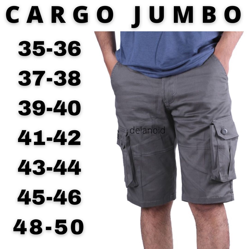 Celana Cargo Pendek Pria Jumbo Big Size 36-50 Bahan streetch Melar/Celan Pdl Gunung Cowok Jumbo Kantong sampig