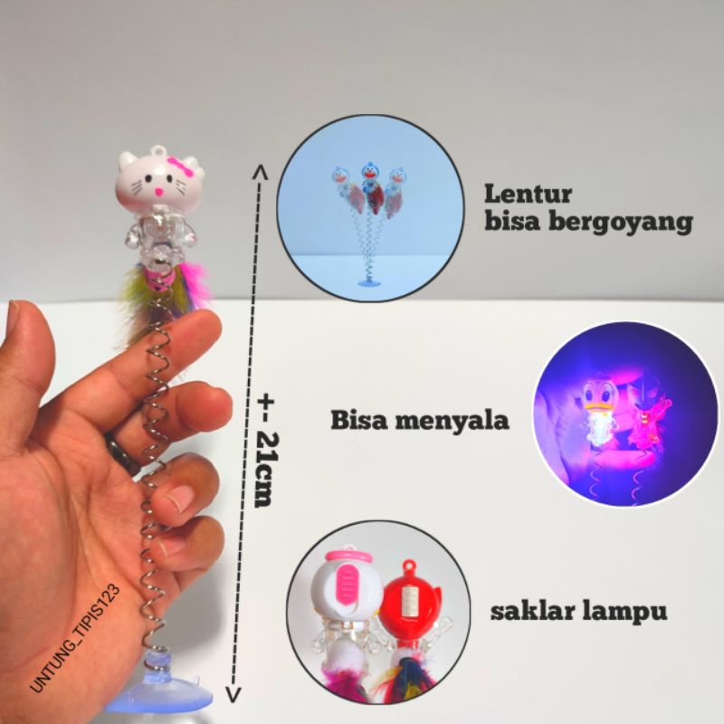 Spring Rat Tiang Goyang Mainan kucing karakter lucu bisa nyala Cat Toys Teaser