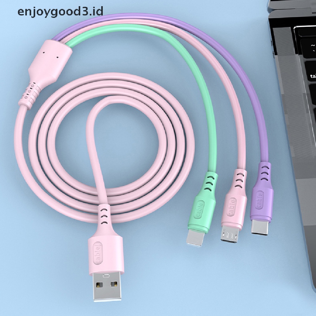 3 In 1 Kabel Data / Charger USB Tipe-C Fast Charging Untuk Apple / Android