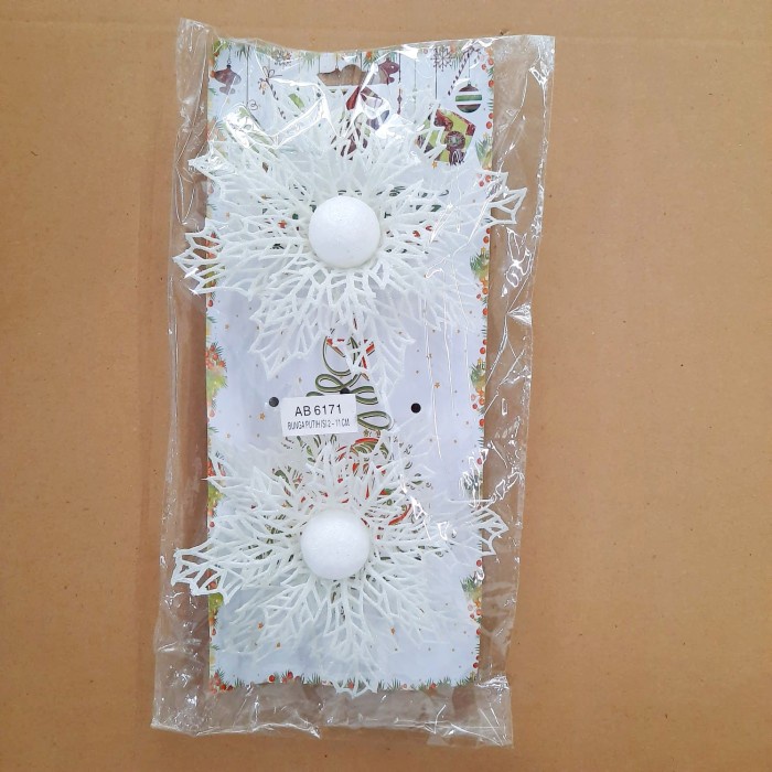 

Bunga Natal Putih isi 2 Dekorasi Parcel Hiasan Pohon Natal White Xmas - PUTIH AB-6171
