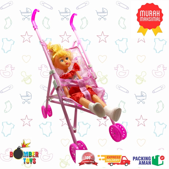 MAINAN DORONGAN BAYI BONEKA STROLLER BAYI A2019-10 Music Besar Jumbo papa mama ic