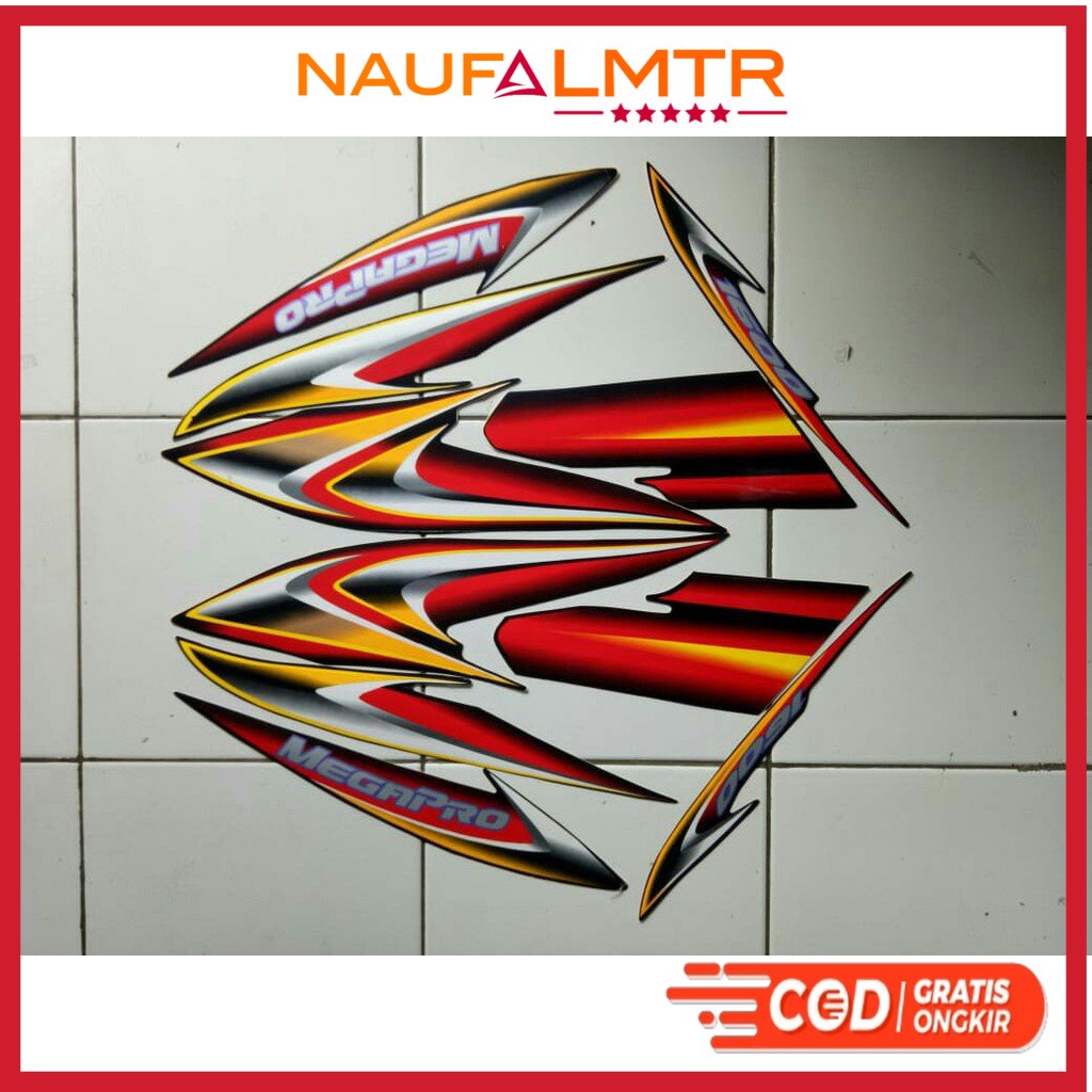 stiker striping lis body motor honda mega pro 2006 hitam merah