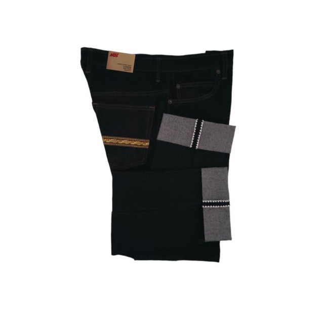 raw denim selvdge shell stitch black 14oz