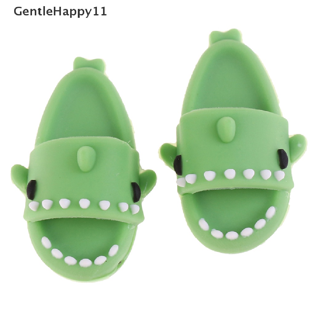 Gentlehappy 1 Pasang Mainan Sandal Selop Bentuk Hiu Skala 1: 12 Untuk Aksesoris Rumah Boneka Ob11 1 / 12