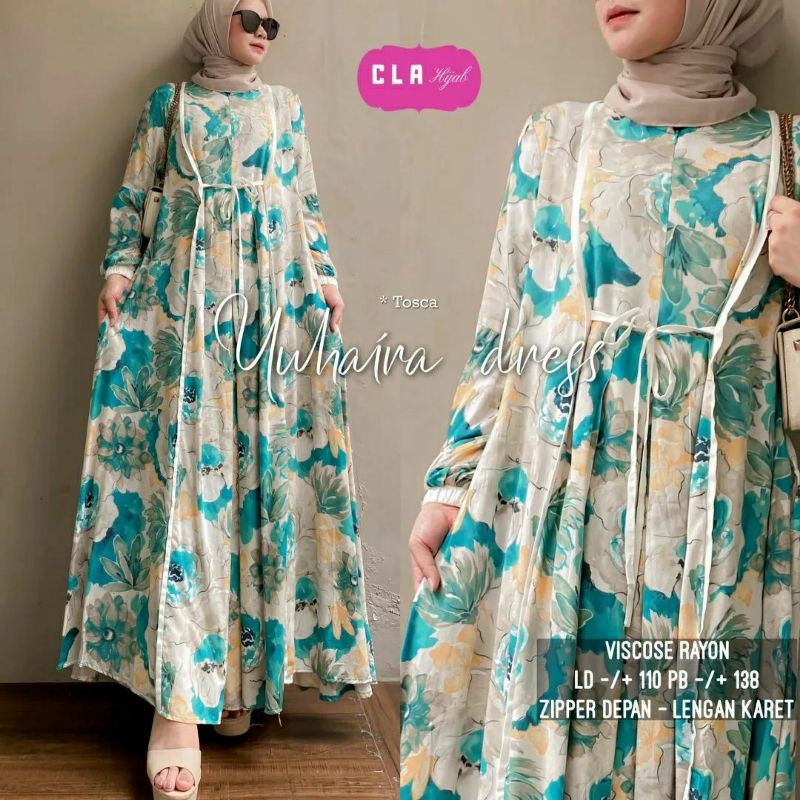 Yuhaira Dress, GAMIS MUSLIM CANTIK BUSUI FIT XL LD 106 BAHAN VISCOSE RAYON IMPORT ZIPPER BUSUI TERMURAH OOTD