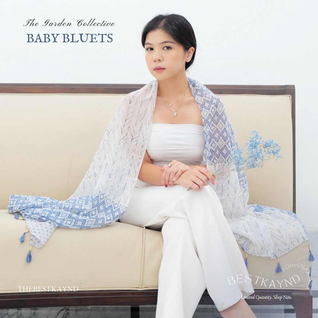 Baby Bluets The Garden Collective | The Best Kaynd |  Premium Scarf Selendang Pashmina Syal Shawl Pasmina Hijab Kain Batik