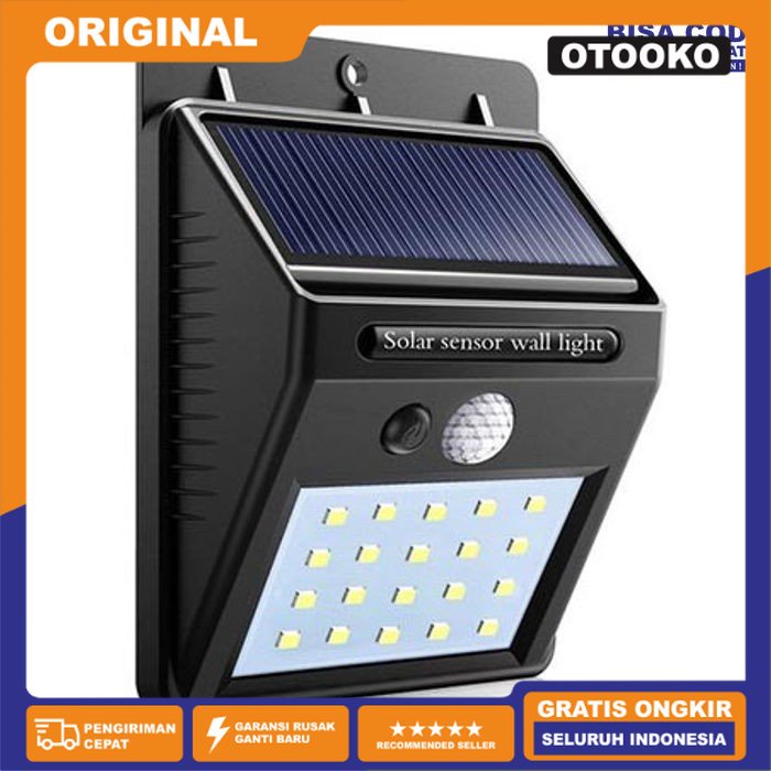 Lampu Tenaga Solar Sensor Gerak Nyala Dinding Wall Light 20 LED