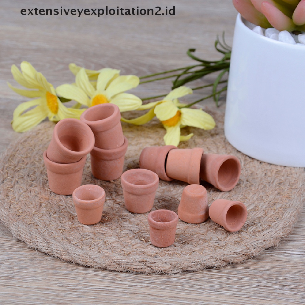 12 Pcs Miniatur pot Bunga Tanah Liat Merah handmade Untuk Rumah Boneka 1: 12