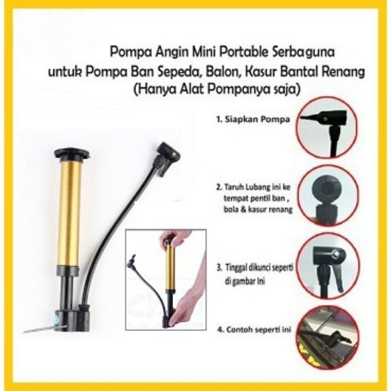 Pompa Sepeda Portable Mini Pump Bicycle Pompa Angin Serbaguna - Manual