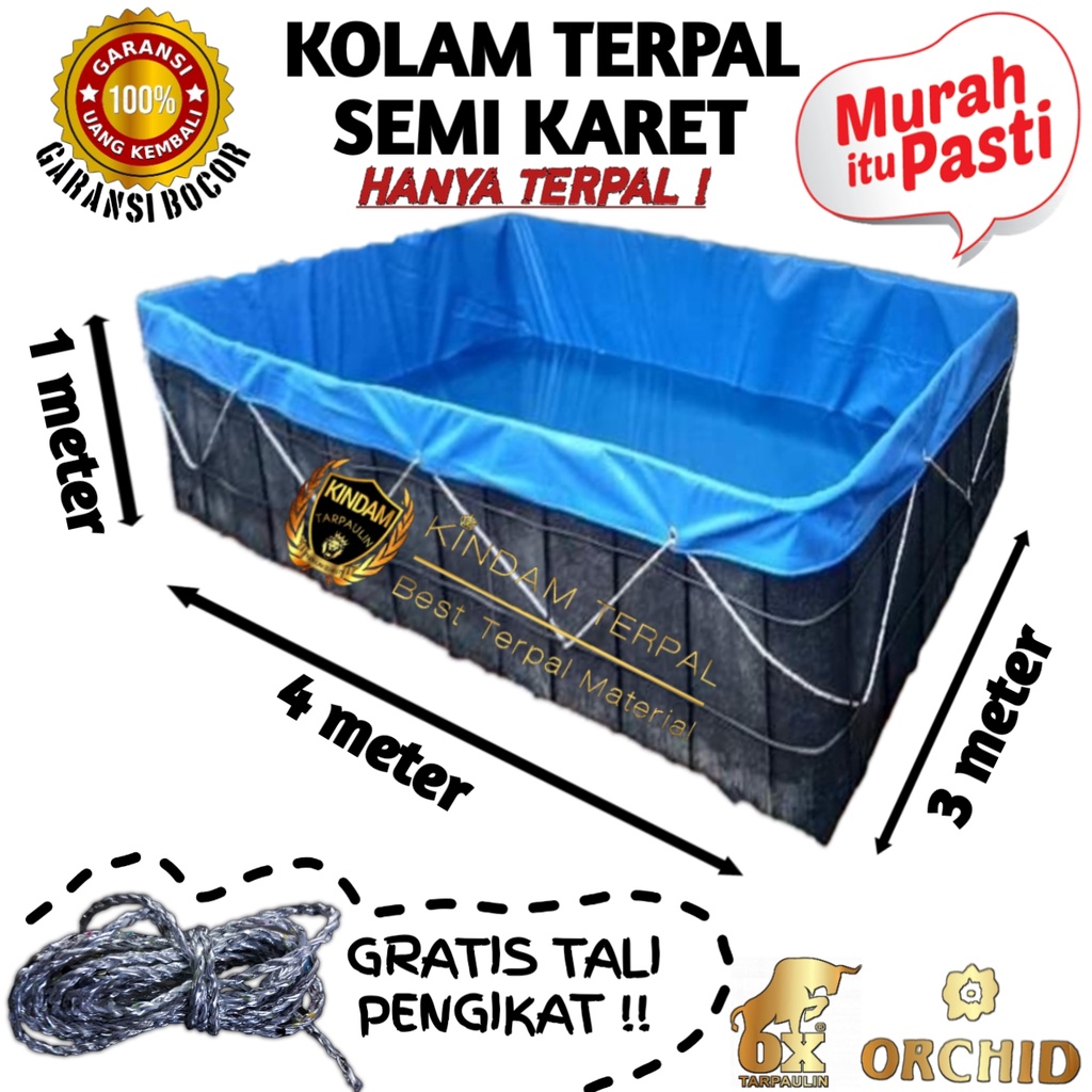 TERPAL KOLAM 4x3x1 ORCHID SEMI KARET BERGARANSI MURAH | KOLAM TERPAL IKAN LELE, NILA, GURAME