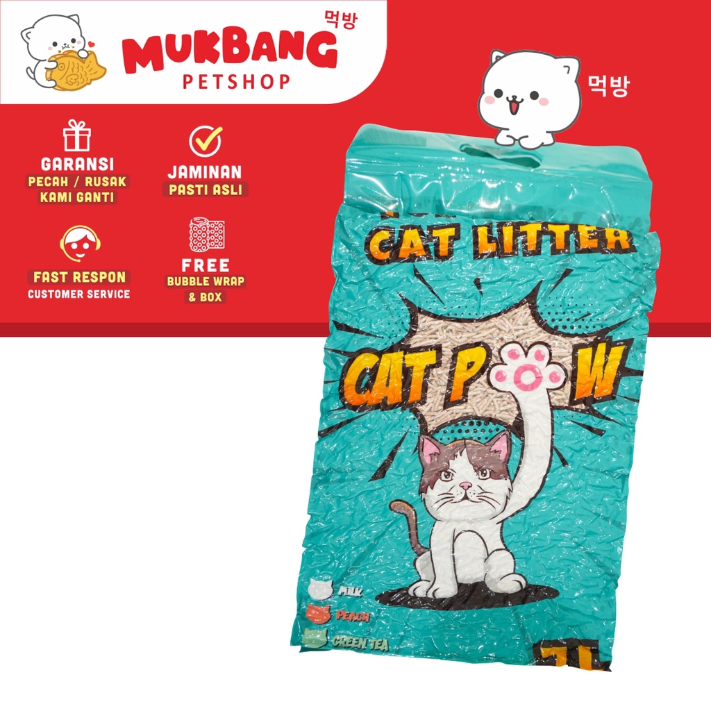 Cat Pow Tofu Soya Clump Litter 7L Pasir Kucing Gumpal Organik 7 Liter Clump Catpow Cat Litter Pasir Gumpal Wangi