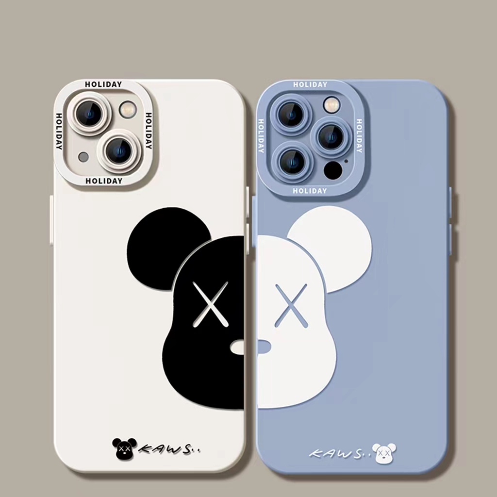 Ins Casing iPhone 14 14pro 14Plus 14prm 13 13pro 13pro 13prm 11 7Plus 8Plus Xr XS 12pro Max Shockproof Motif Beruang Biru
