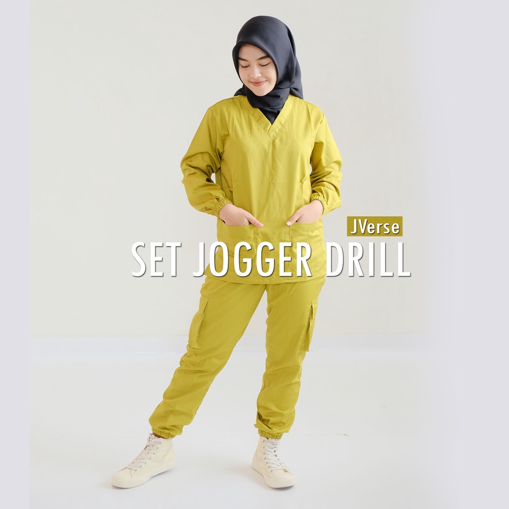 Baju Jaga OK JOGGER Cargo Lengan Panjang Karet DRILL