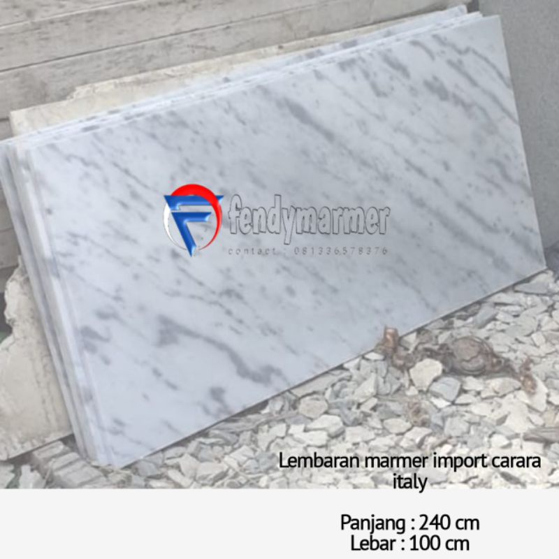 Lembaran daun meja batu marmer carara import italy 240x100