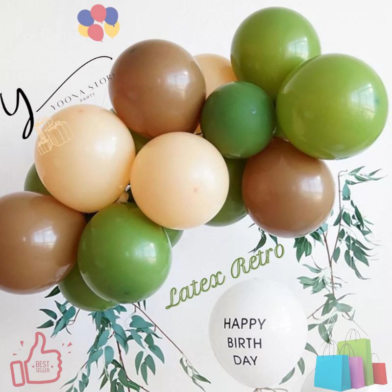 Balon Latex Retro 12 inch / Balon Latex Retro Vintage Perpack Isi 100