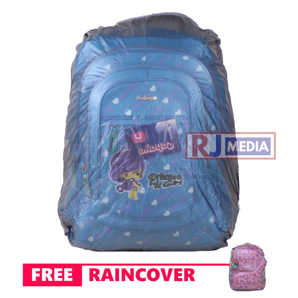 Tas Ransel Anak Cewek Cahaya Princess Bonus Raincover Warna Biru Backpack Premium Bahan Tebal Jahitan Kuat Awet Tas Sekolah SD SMP Ngaji Les TPA TPQ Piknik Muat Laptiop 16 inch Puring Tebal