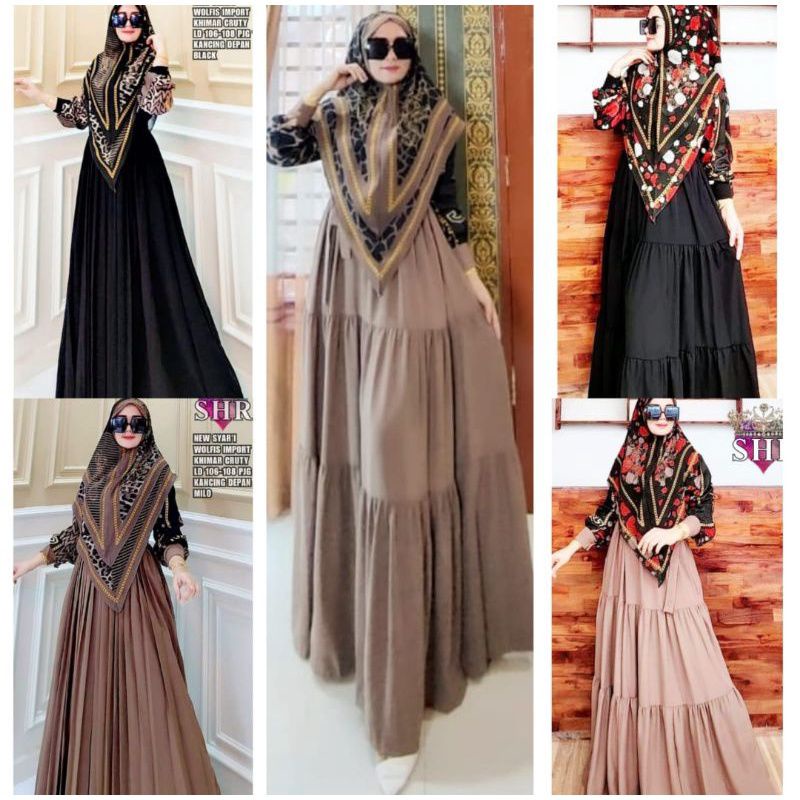 ready!!! set syar'i motif cow 100% ORI SHR