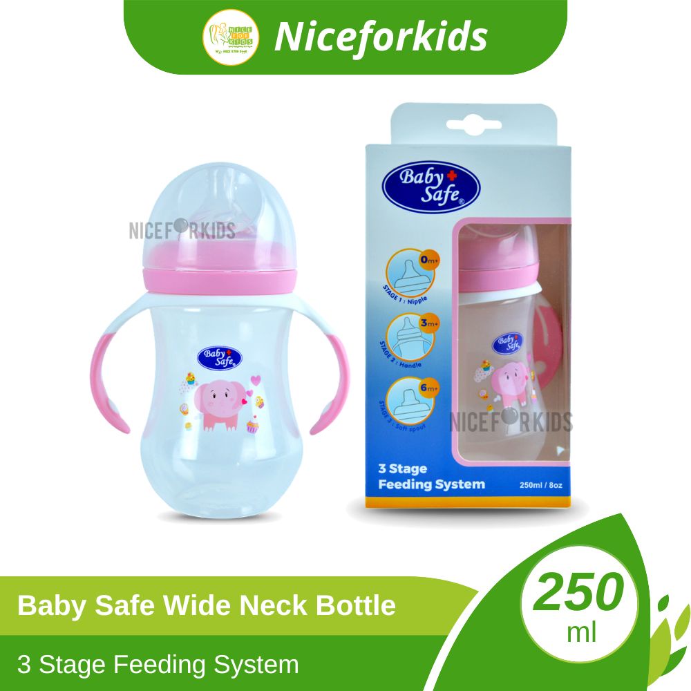 Baby Safe Bottle Wide Neck 3 Stage 250ml (WN30) / Botol Minum Susu Bayi