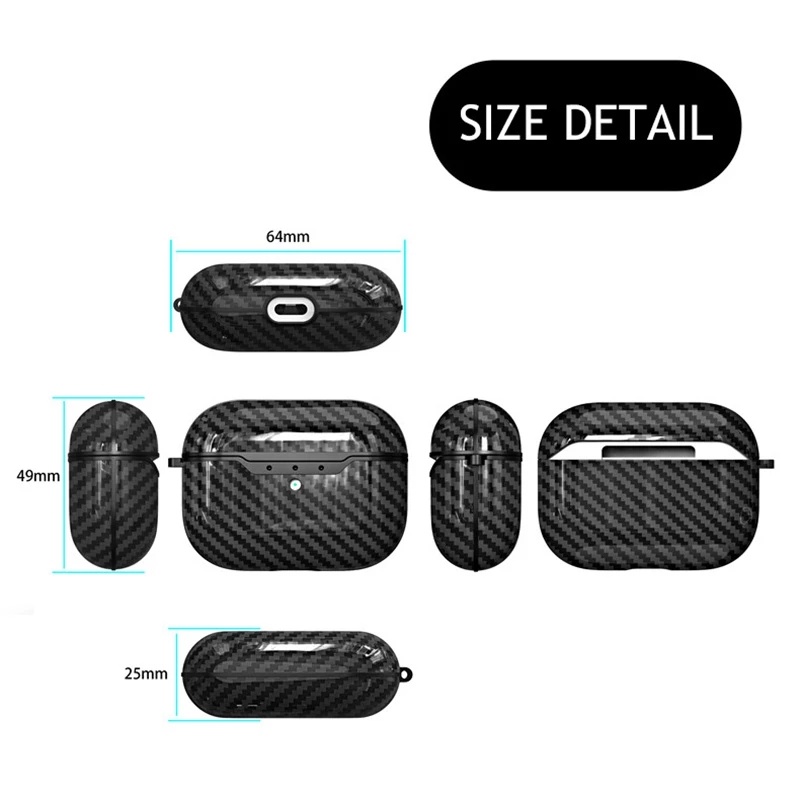 Case Bahan Carbon Fiber Tekstur Dengan Kait Untuk Earphone APds Pro 2