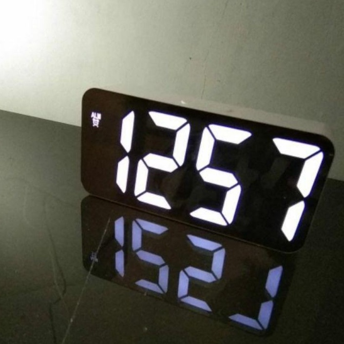 Jam Meja Digital Angka LED Besar Digital Alarm Clock Mirror Sonifer