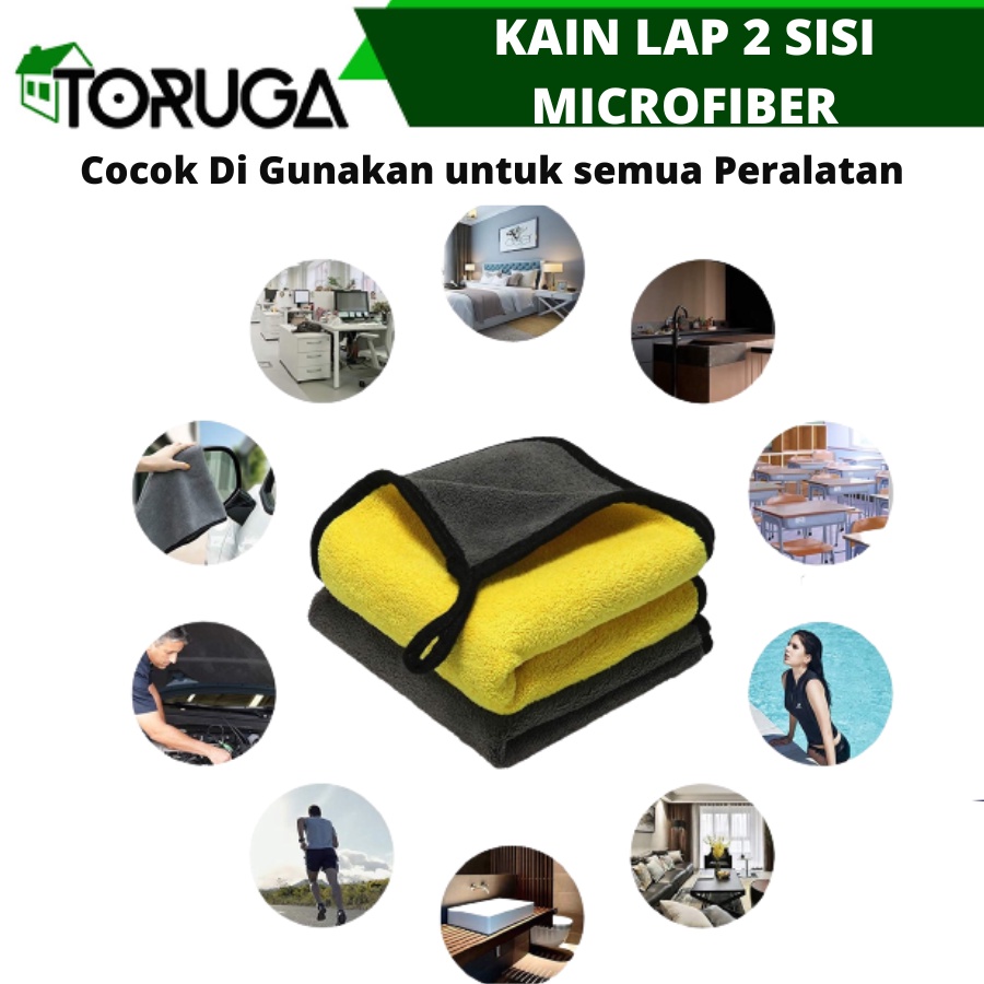 KAIN LAP MOBIL SERBAGUNA MICROFIBER LEMBUT TEBAL 2 WARNA 30 X 30 CM