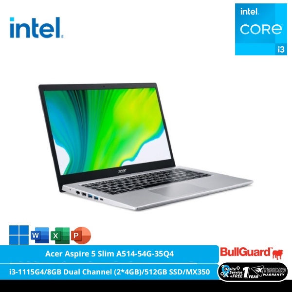 Acer Aspire 5 Slim A514-54G-35Q4 [Intel Core i3-1115G4/8GB Dual Channel (2*4GB)/512GB SSD/MX350/OHS 