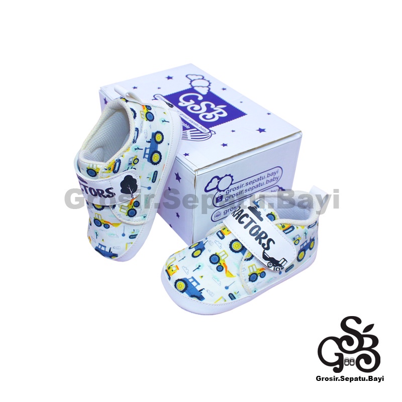 Sepatu Bayi - Baby Shoes - Prewalker  | 2-12 bulan | TRUCKTOR PUTIH ringan &amp; fleksibel