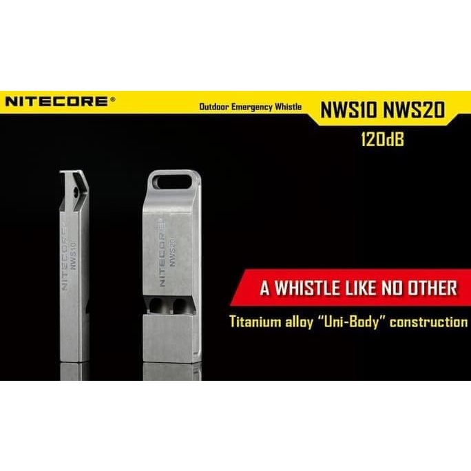 Peluit Titanium NITECORE NWS10 Emergency Whistle Ringan 120db Premium