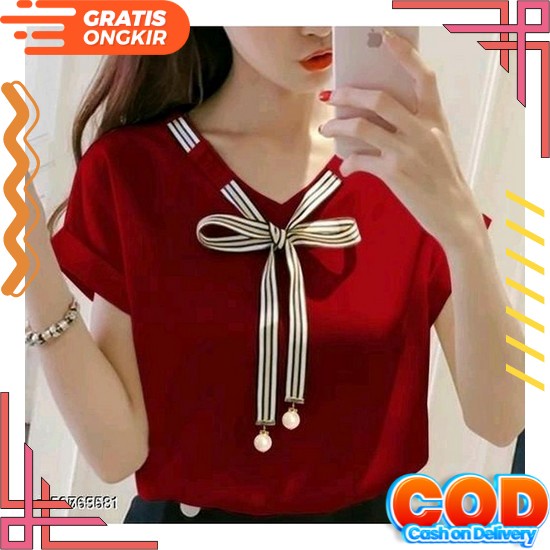 Kemeja Wanwan/Blouse Wanwan Lengan Pendek Import Bangkok (Bjwan003) Baju Atasan Wanita Terbaru Blous