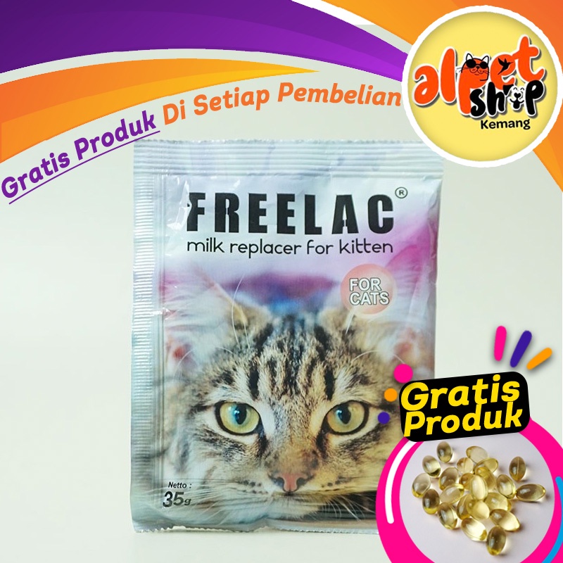 Susu Kucing FREELAC Bebas Laktosa Milk Sachet 35gr Kitten Baby Cat 35 gram Free Fish Oil