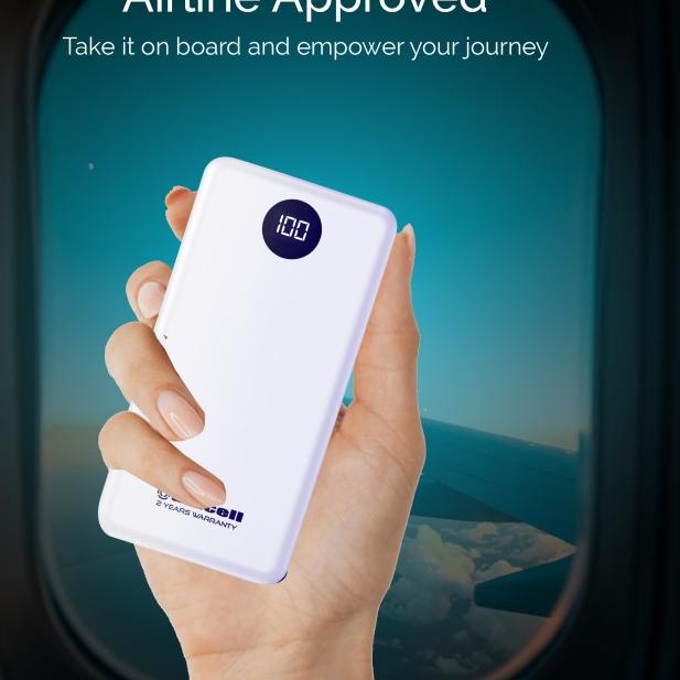 Delcell Luxe Powerbank 10.000mAh Digital Display Slim 2 Port USB - Hitam