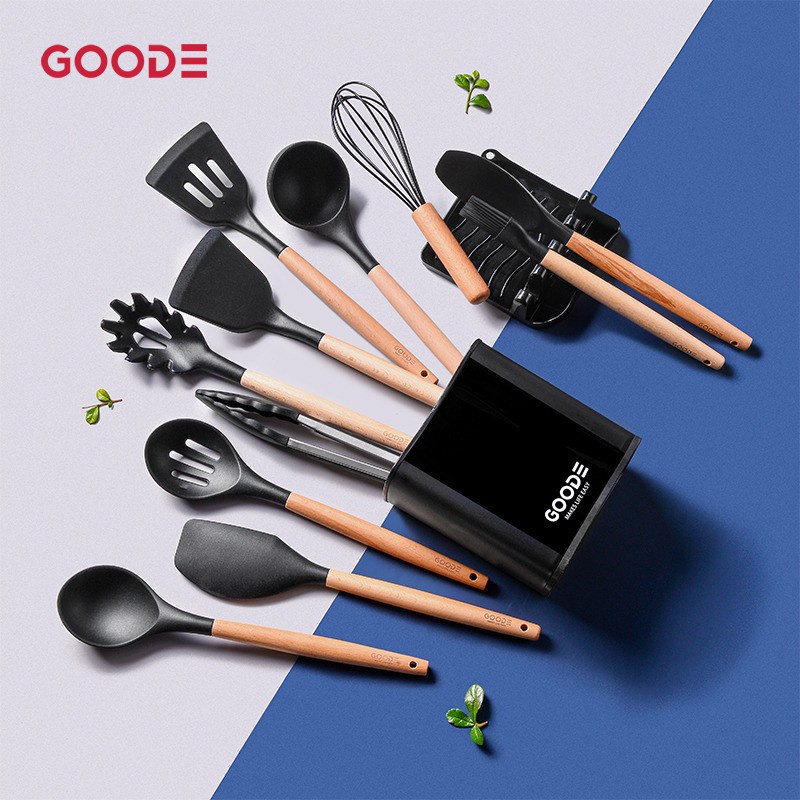 Square Bucket Utensil Set 13pcs 1093 silicone utensil set GOODE