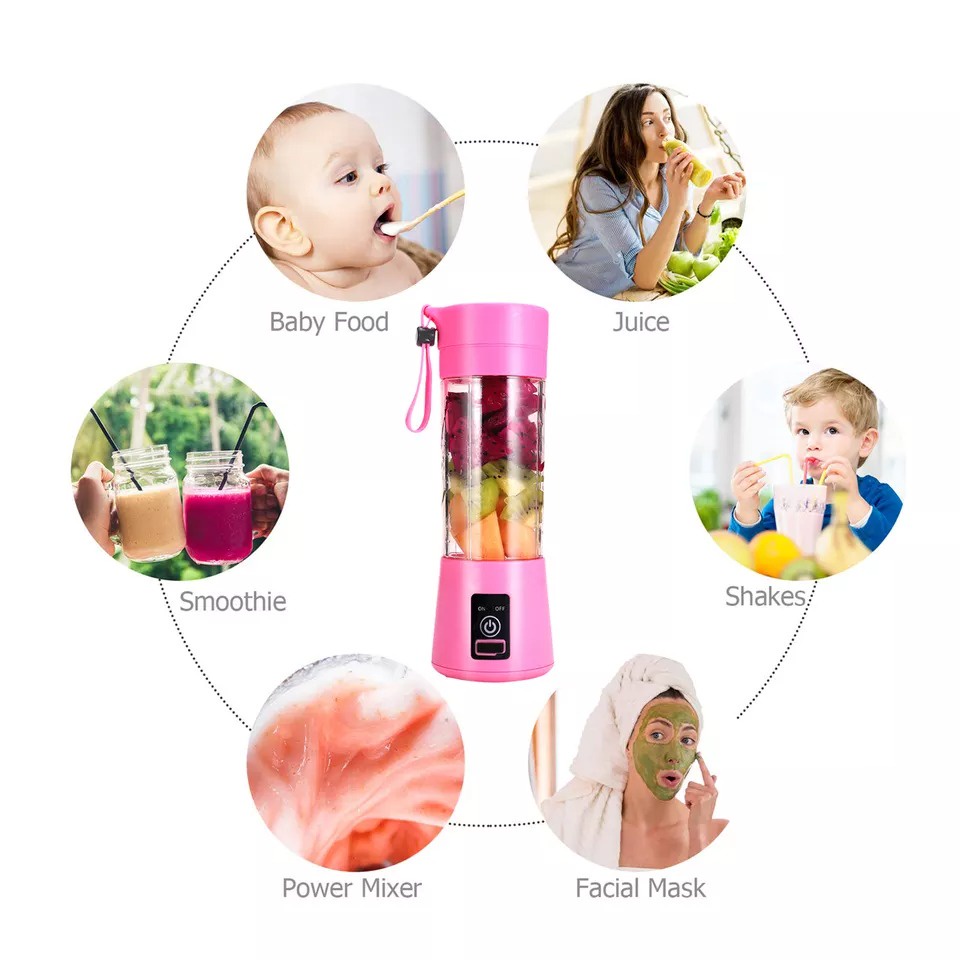 Blender Juice Cup Mini Portable mini USB electric /Blender Mini Portable Juicer Cup Electric / Juicer Cup 400ml  Mata Pisau Rechargeable / Alat Pembuat Minuman Jus Buah Sayur Elektrik tanpa