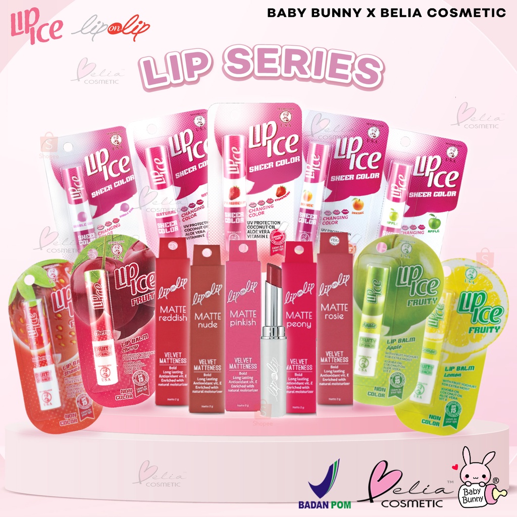 ❤ BELIA ❤ LIP ICE Sheer Color Lip Balm 2.2g | Fruity Lip Balm | Lip On Lip Velvet Matteness | Lipbalm pelembab bibir warna pink natural alami | BPOM