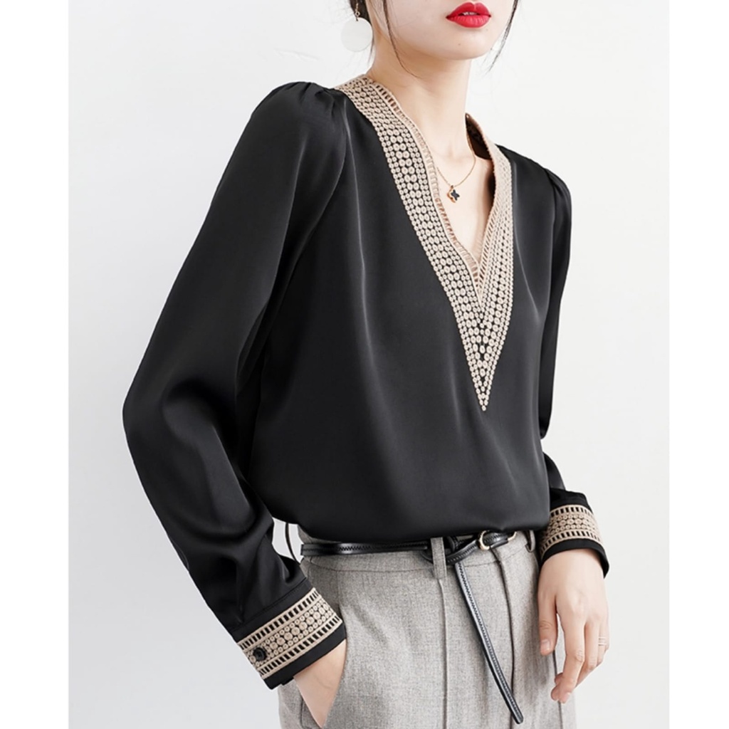 YR 3M 2164 LUCILLE EMBROIDERED TOP FASHION PREMIUM IMPORT THREE M TM